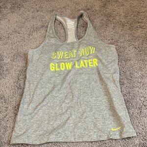 Nike Women's Heather Gray Tank Top with Yellow Accents